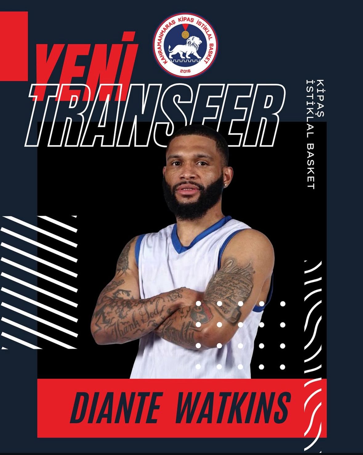 Kipaş İstiklal Basketbol’un İlk Yabancı Oyuncusu Diante Watkins Oldu