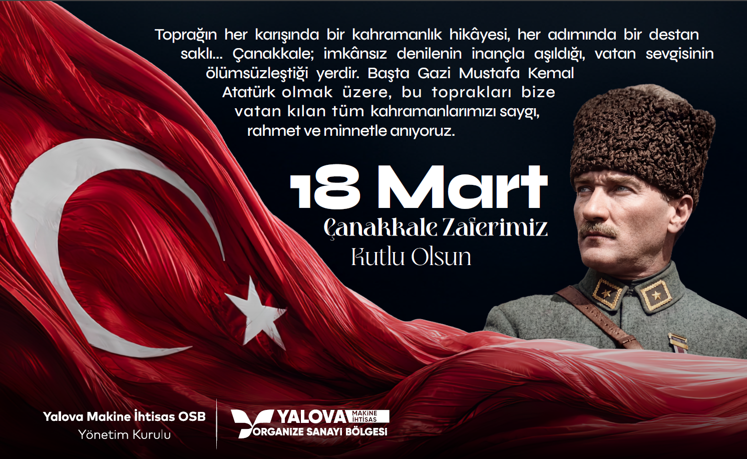 Yalova Makine İhtisas OSB’den 18 Mart Çanakkale Zaferi Mesajı