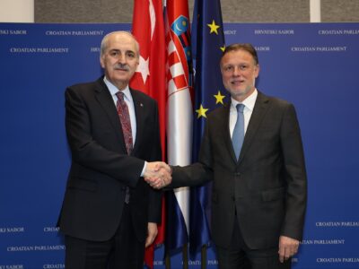 TBMM Başkanı Kurtulmuş, Hırvatistan’da Meclis Başkanı Jandrokovic ile Bir Araya Geldi