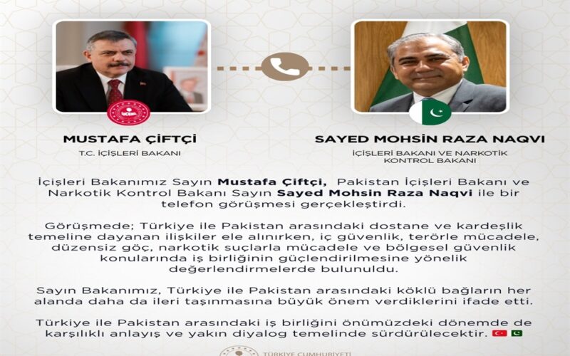 Bakan Çiftçi’den Pakistanlı Mevkidaşı ile Kritik Telefon Görüşmesi