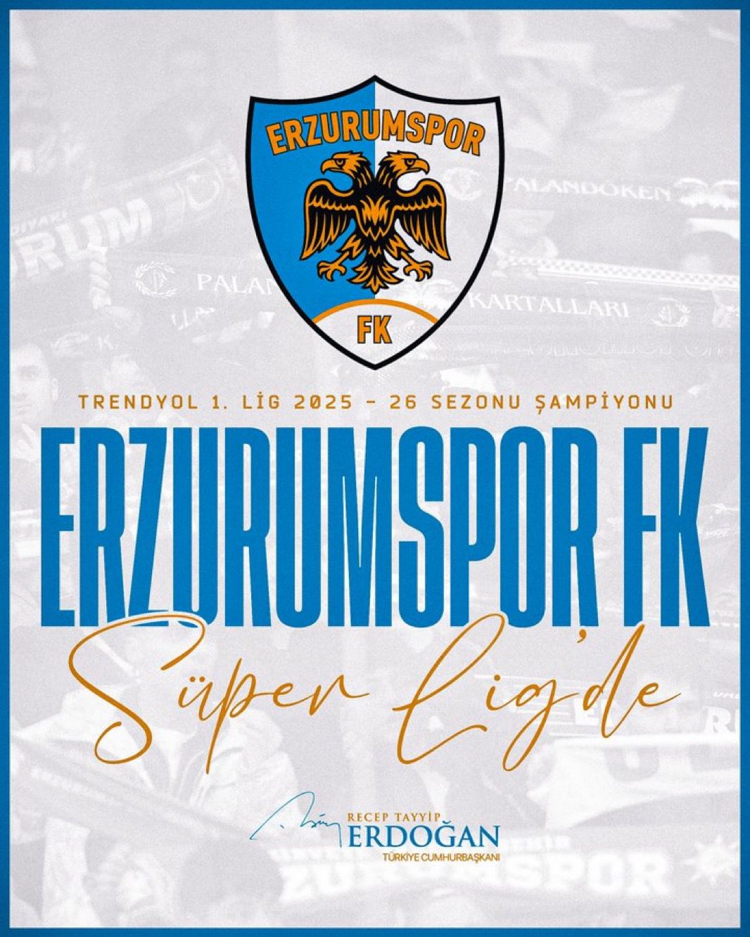 Cumhurbaşkanı Erdoğan’dan Erzurumspor’a Tebrik Mesajı