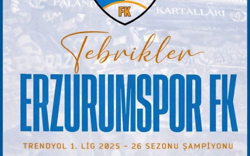 Dadaşlar Zirvede, Erzurumspor’dan Tarihi Başarı Tek Haber Ajansı Başkanı Solmaz’dan Tebrik Mesajı