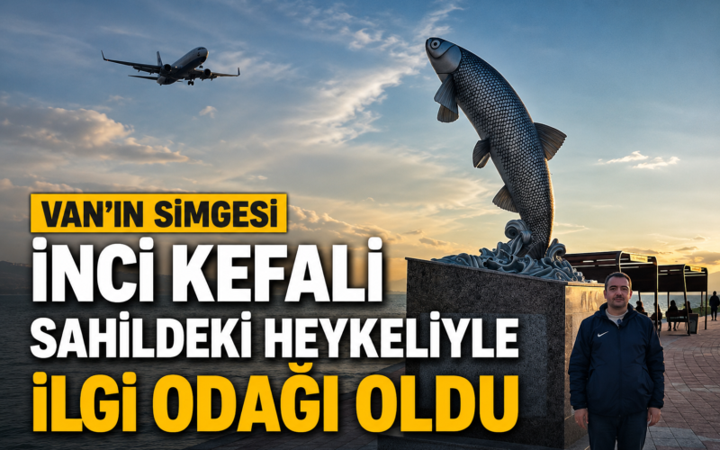 Van’ın simgesi inci kefali sahildeki heykeliyle ilgi odağı oldu