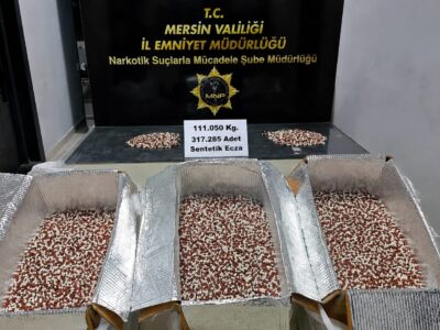 Mersin’de Uyuşturucu Operasyonu: 317 Bin 285 Adet Sentetik Ecza Ele Geçirildi