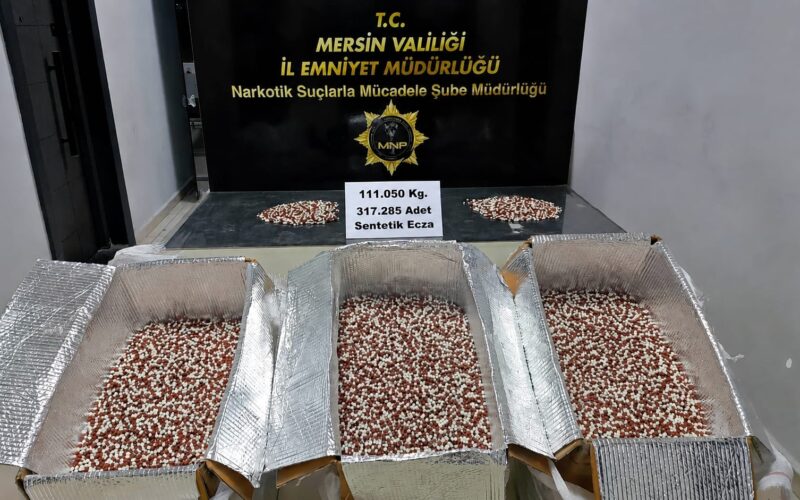 Mersin’de Uyuşturucu Operasyonu: 317 Bin 285 Adet Sentetik Ecza Ele Geçirildi