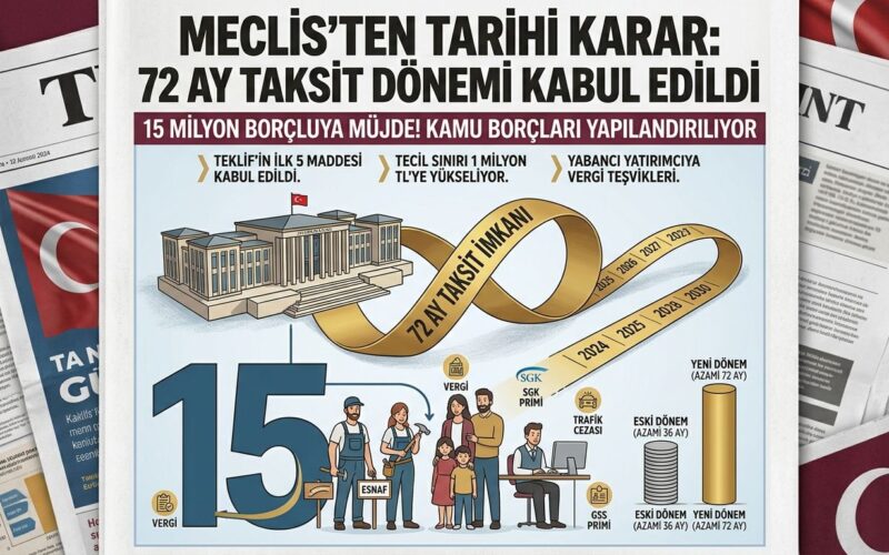15 Milyon Borçluya Müjde: Kamu Borçlarında 72 Ay Taksit Dönemi Meclis’te Kabul Edildi