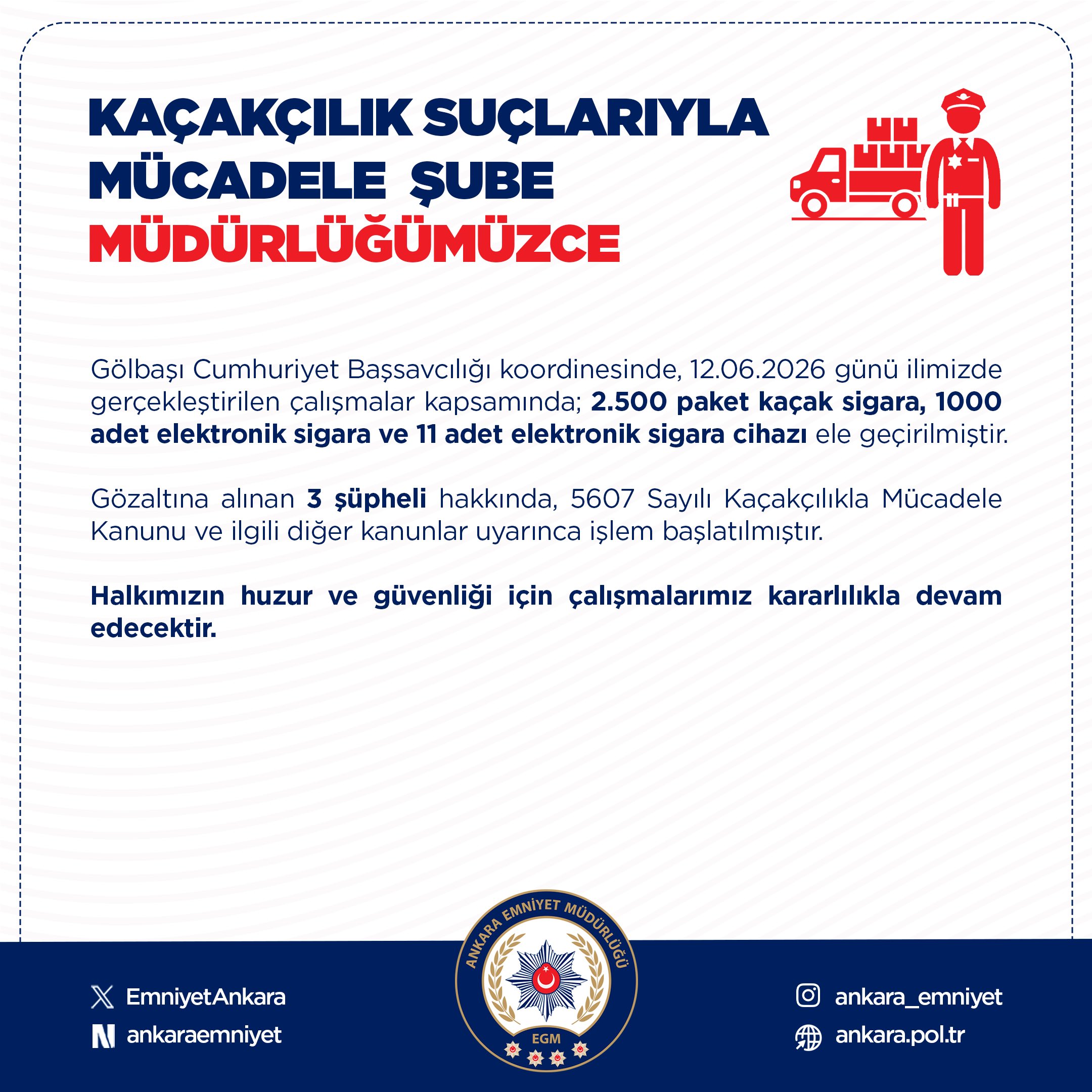 Ankara’da Kaçakçılık Operasyonu: 3 Gözaltı