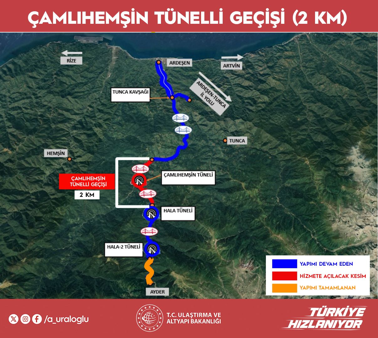 Ayder Yolunda Yeni Etap: Çamlıhemşin Tüneli ve Köprüler Pazartesi Günü Açılıyor