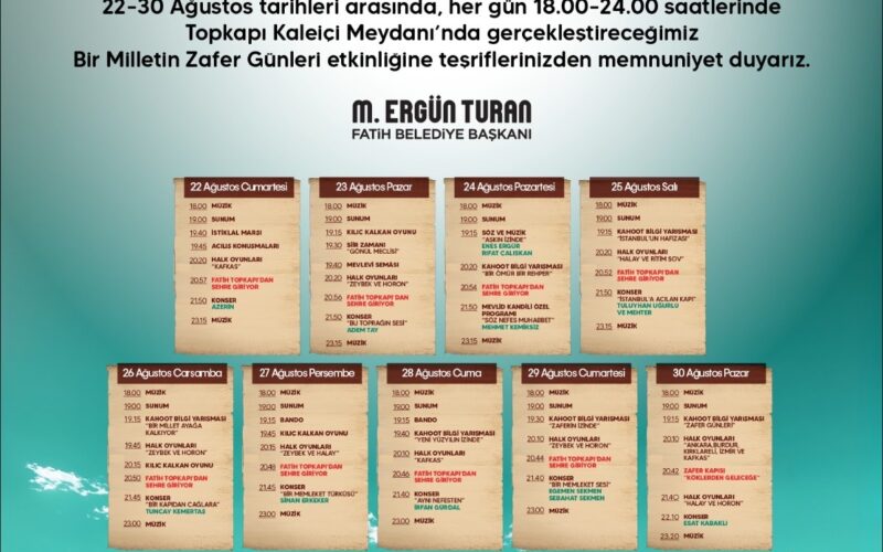 Fatih’te ‘Bir Milletin Zafer Günleri’ Etkinlikleri Başlıyor