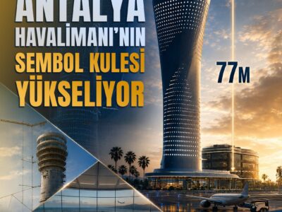 Antalya Havalimanı’nın Yeni Hava Trafik Kontrol Kulesinde Çalışmalar Sürüyor: Yükseklik 46 Metreye Ulaştı