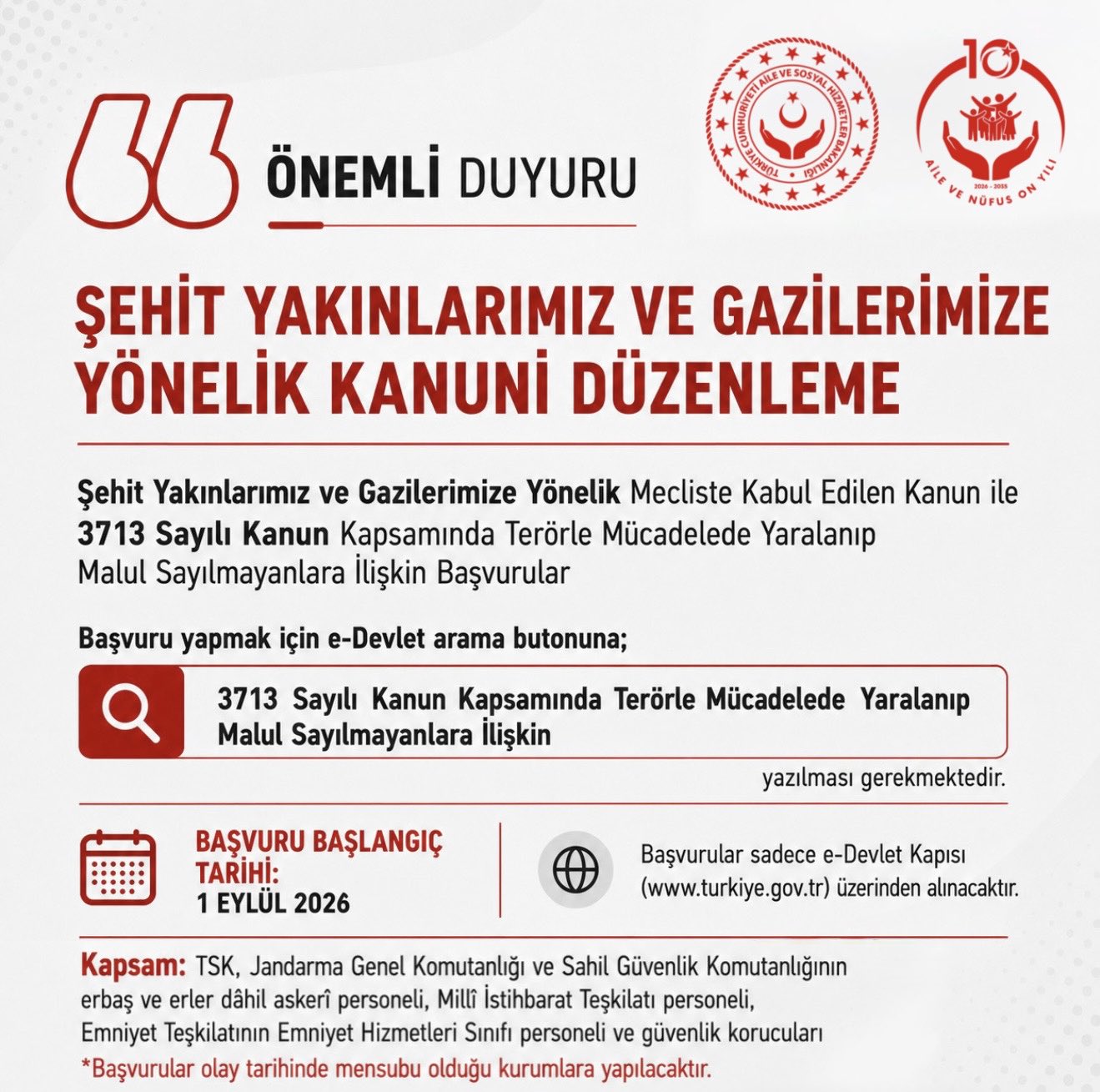 Terörle Mücadelede Yaralananlar İçin Başvuru Takvimi Belli Oldu